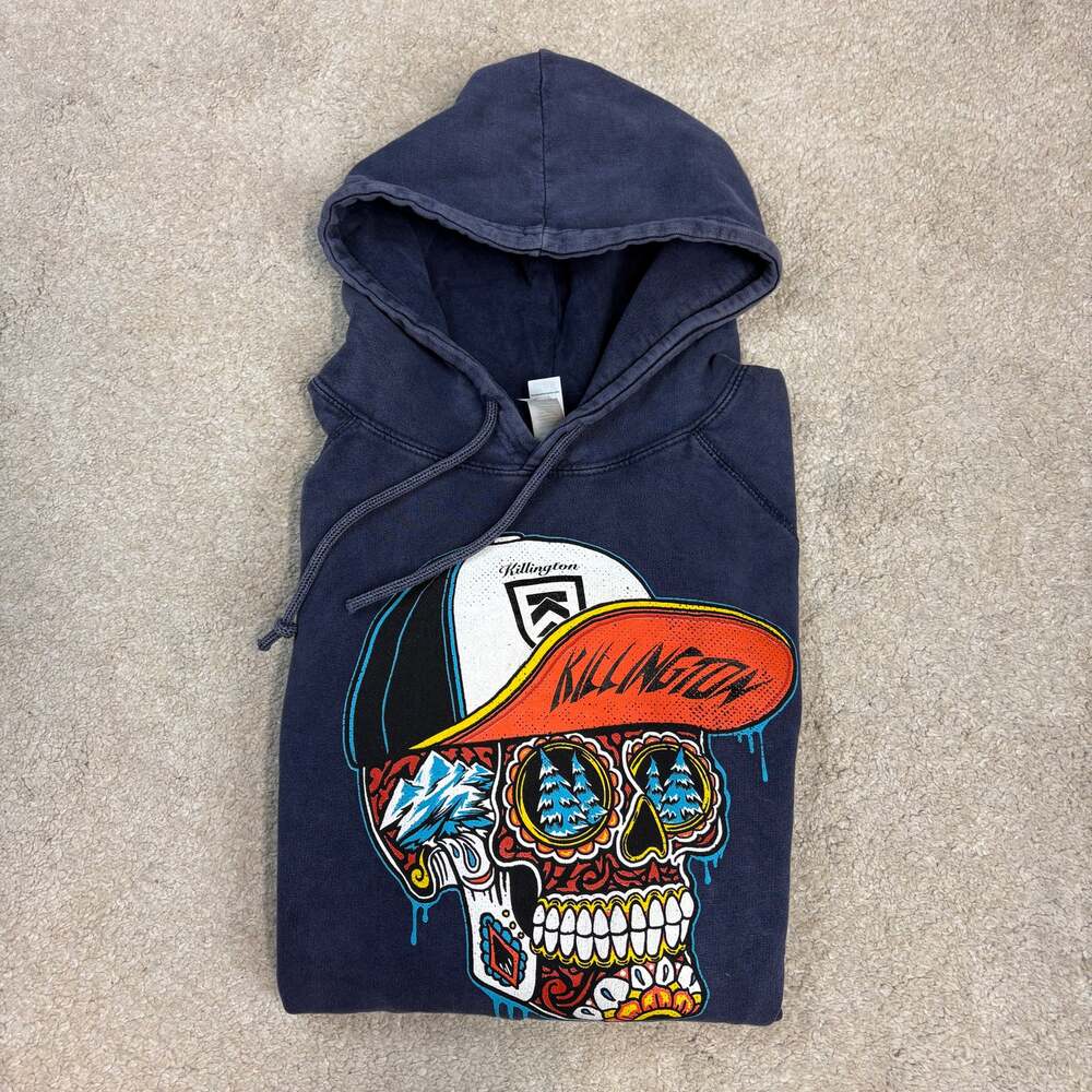 Lane Seven Killington Vermont Graphic Skull Hoodie Navy Blue Size S